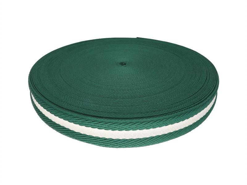 Polycotton webbing 38 mm/2,0 white and green 50 yd