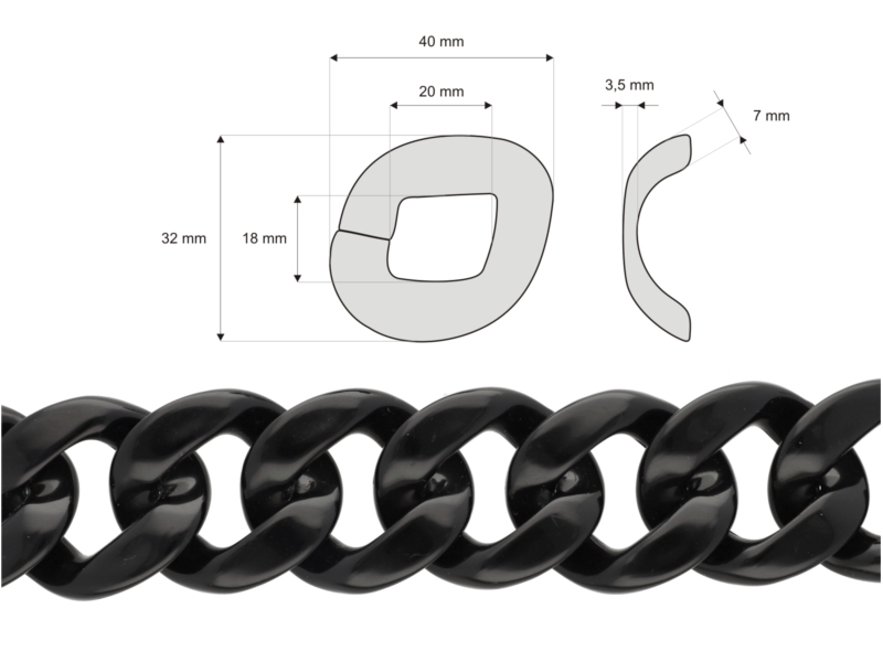 Black acrylic chain 10 mb