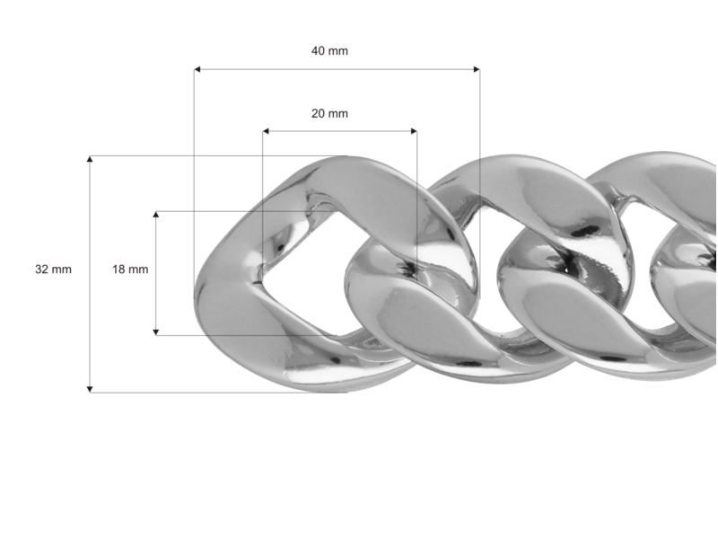 Silver acrylic chain 10 mb