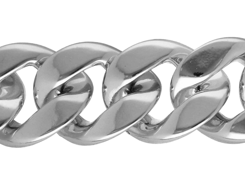 Silver acrylic chain 10 mb