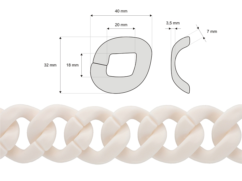 Ecru acrylic chain 10 mb