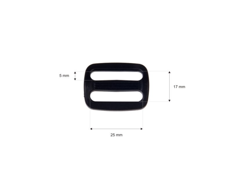 Plastic slide buckle 25/17 mm edmund black 100 pcs