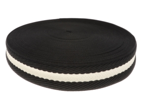Polycotton-Gurtband 2,0 mm 3D-Streifen schwarz und beige