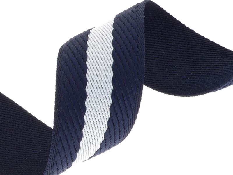 Polycotton-Gurtband 2,0 mm 3D-Streifen marineblau und weiß