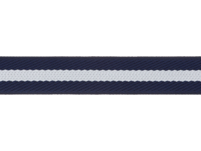 Polycotton webbing 2.0 mm 3D stripes navy blue and white