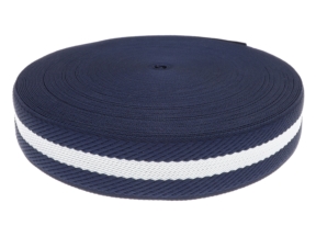 Polycotton-Gurtband 2,0 mm 3D-Streifen marineblau und weiß