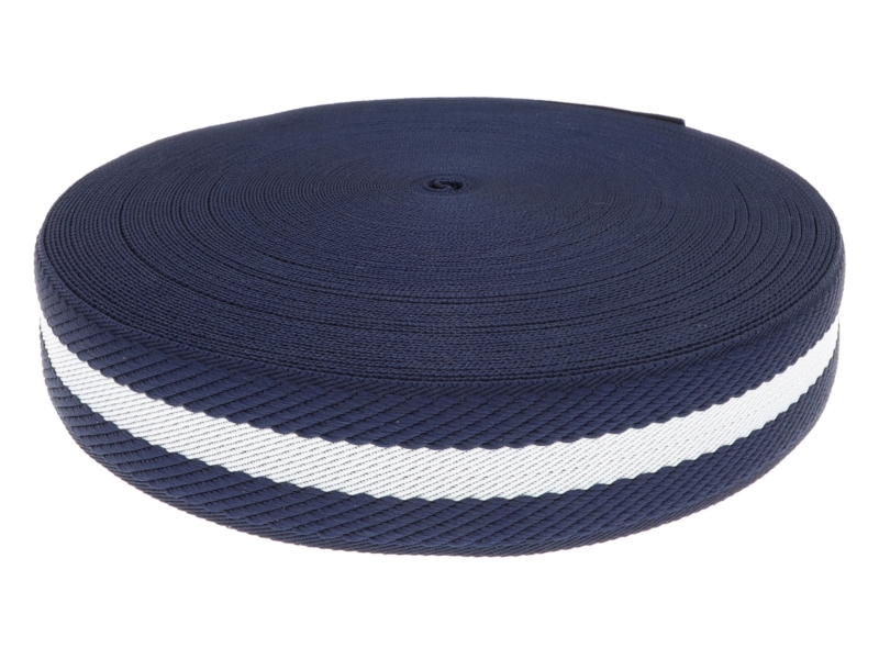 Polycotton-Gurtband 2,0 mm 3D-Streifen marineblau und weiß