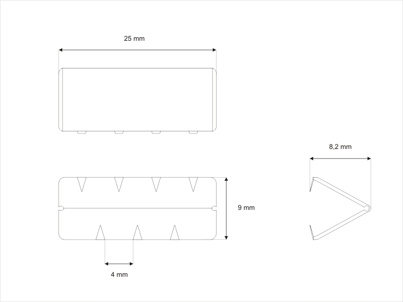 Metal end tip for webbing 25 mm  nickel