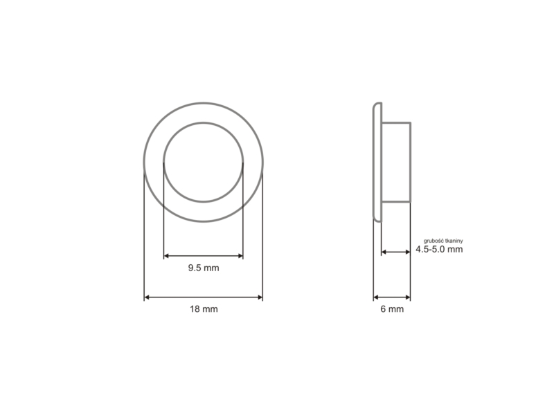 METAL     EYELET WITH GROMMET 9,5/18/6 MM NICKEL 1000 PCS