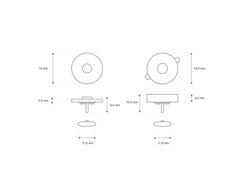 Magnetic  button round with double snap fastener 14/14 mm black nickel 200    pcs