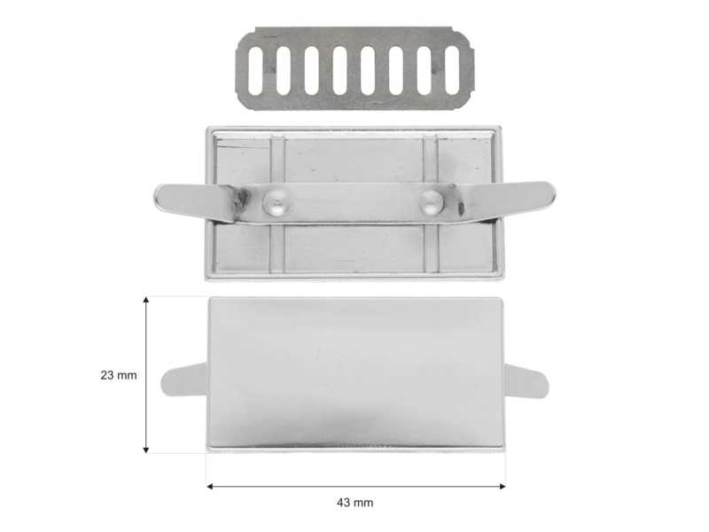 LOGO PLATE 43/23 MM NICKEL 100  PCS