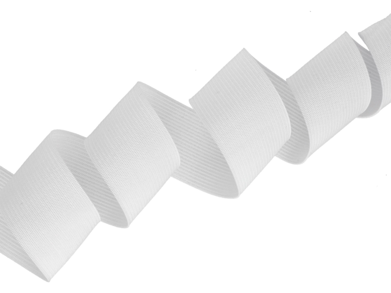 Plochá pletená pružná páska 35 mm (501) bílý polyester
