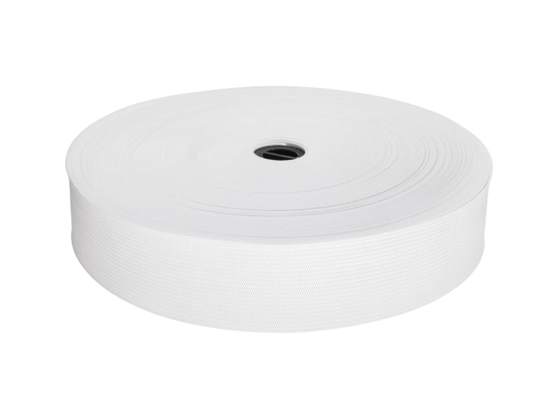 Flat knitted flexible tape 35 mm (501) white polyester