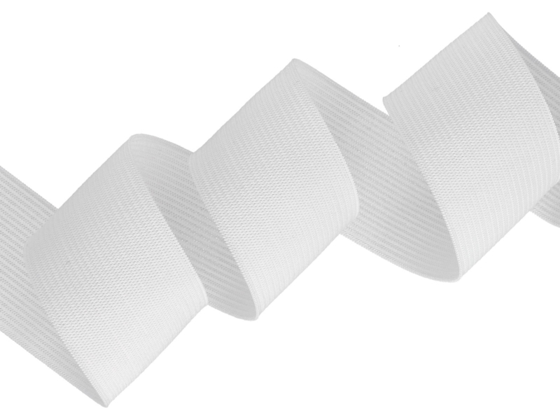 Flat knitted elastic band 45 mm (501) white polyester