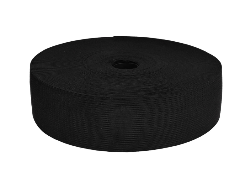 Flachgestricktes Gummiband 45 mm (580) schwarzes Polyester