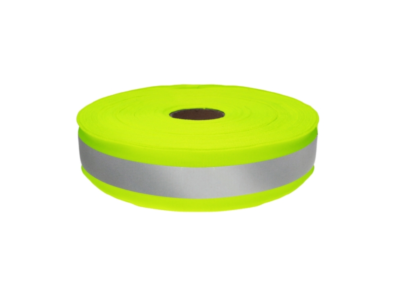 Reflective tape 40 mm 0,45 mm lime neon + reflector 50 mb
