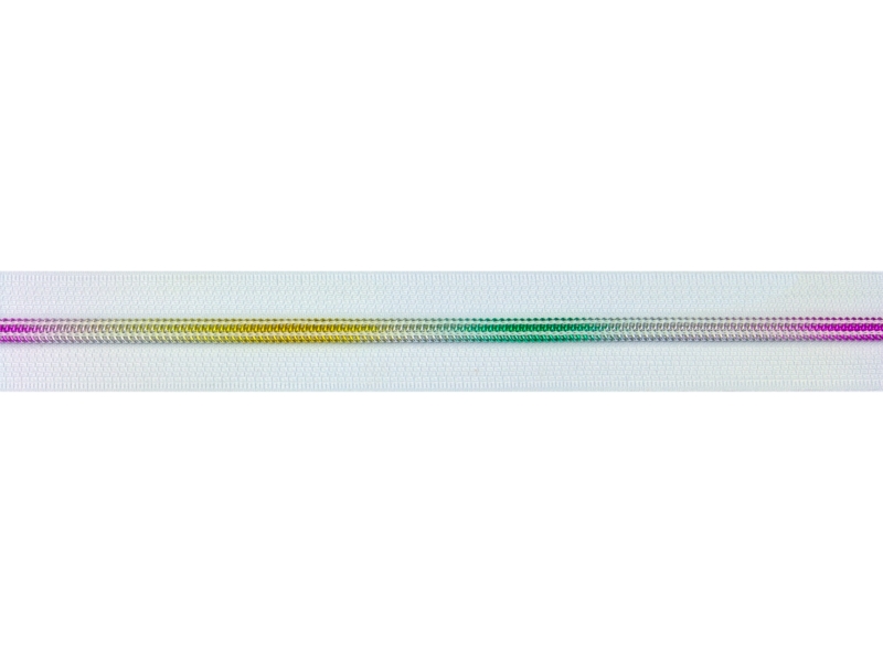 SPIRALREIßVERSCHLUSSBAND 5  RAINBOW (501) WEIß  16,5 G/LM 100 LM