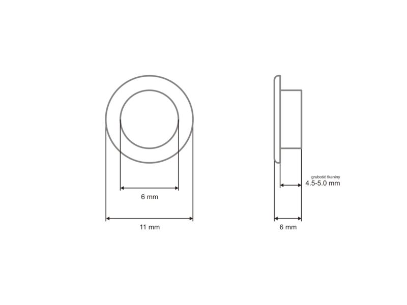 STAINLESS  METAL   EYELET WITH GROMMET 6/11/6 MM NICKEL