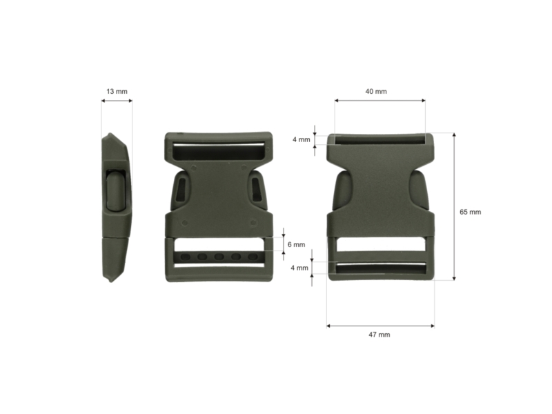 Plastic buckle 40 mm khaki 100  pcs