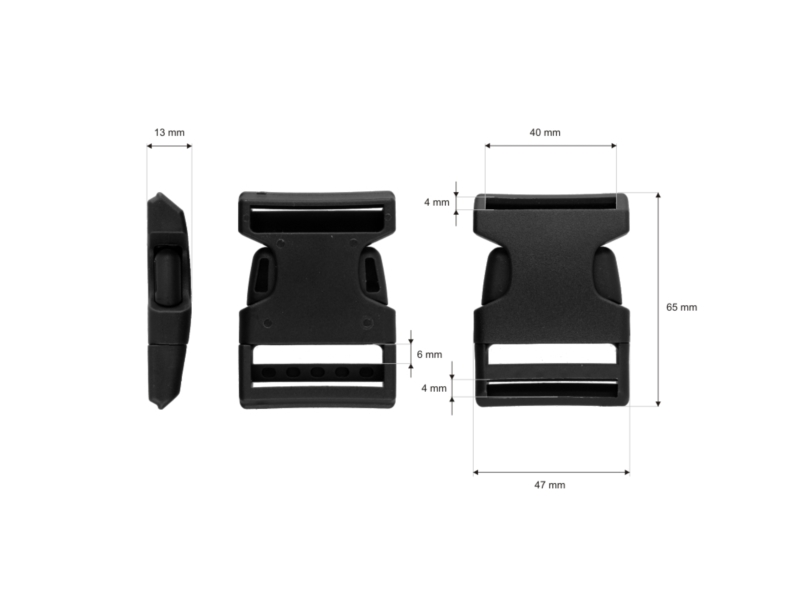 Schnalle aus kunststoff 40 mm  Schwarz 100   st.