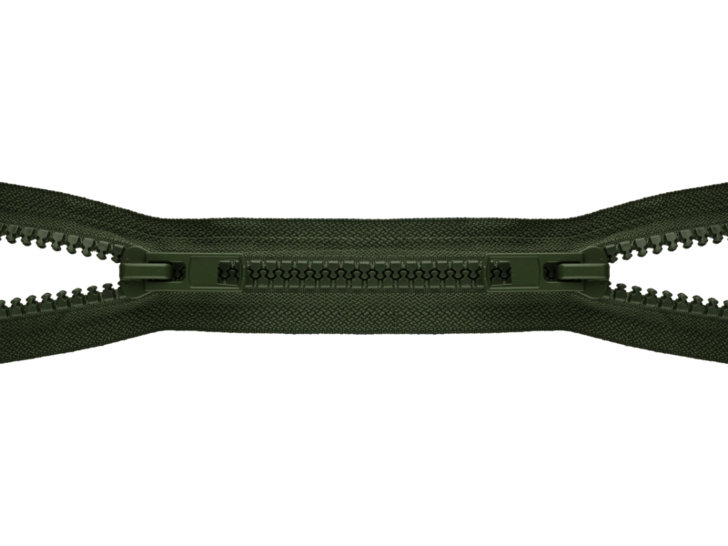 Zamek błyskawiczny kostkowy 10 rozdzielczy dwusuwakowy 75 cm auto lock (175) zielony wojskowy