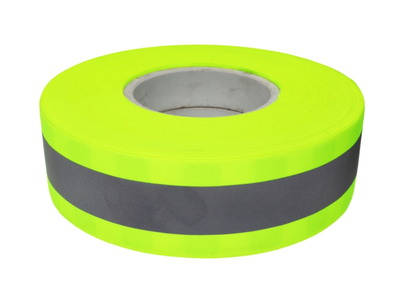Reflective tape 50 mm 0,45 mm yellow neon +  reflector 50 mb