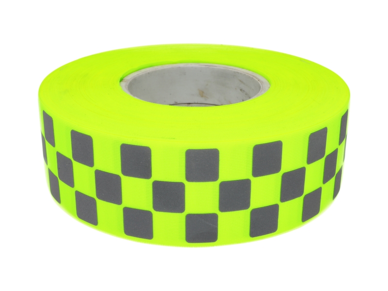 Taśma z odblaskiem 50 mm szachownica (1005) neon żółty