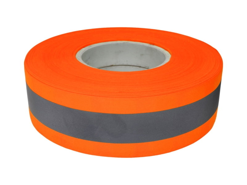 Reflective tape 50 mm 0,45   mm&nbsporange&nbsp neon + reflector 50 mb