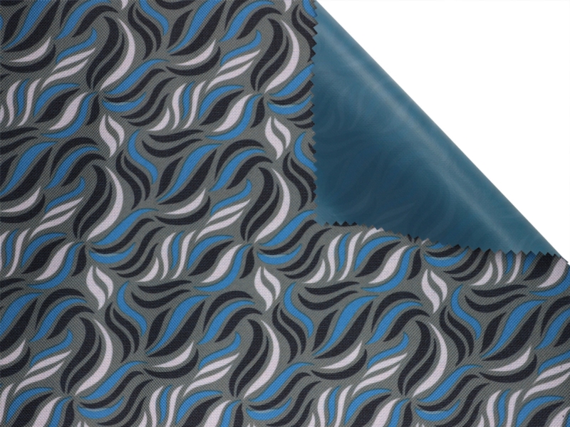 Polyester fabric premium 600d*300d waterproof pvc-f covered blue wave 19 150  cm