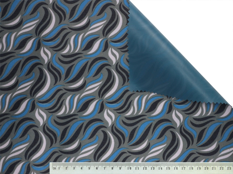 Polyester fabric premium 600d*300d waterproof pvc-f covered blue wave 19 150  cm