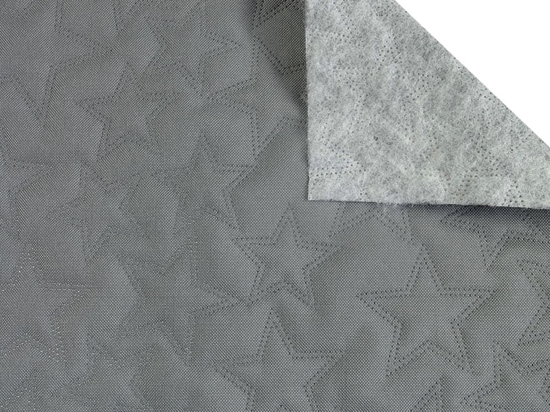 Polyester-steppstoff 600d pu-beschichtet sterne grau 160 cm