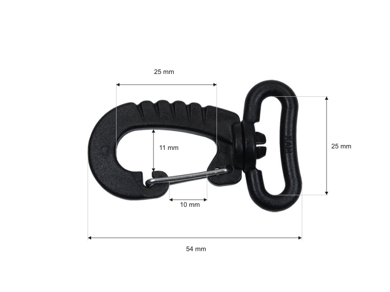 Plastic swivel snap hook 25 mm niko black 100 pcs