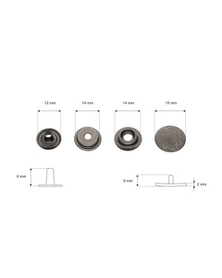 Napa nierdzewna 15 mm czarny nikiel 2G