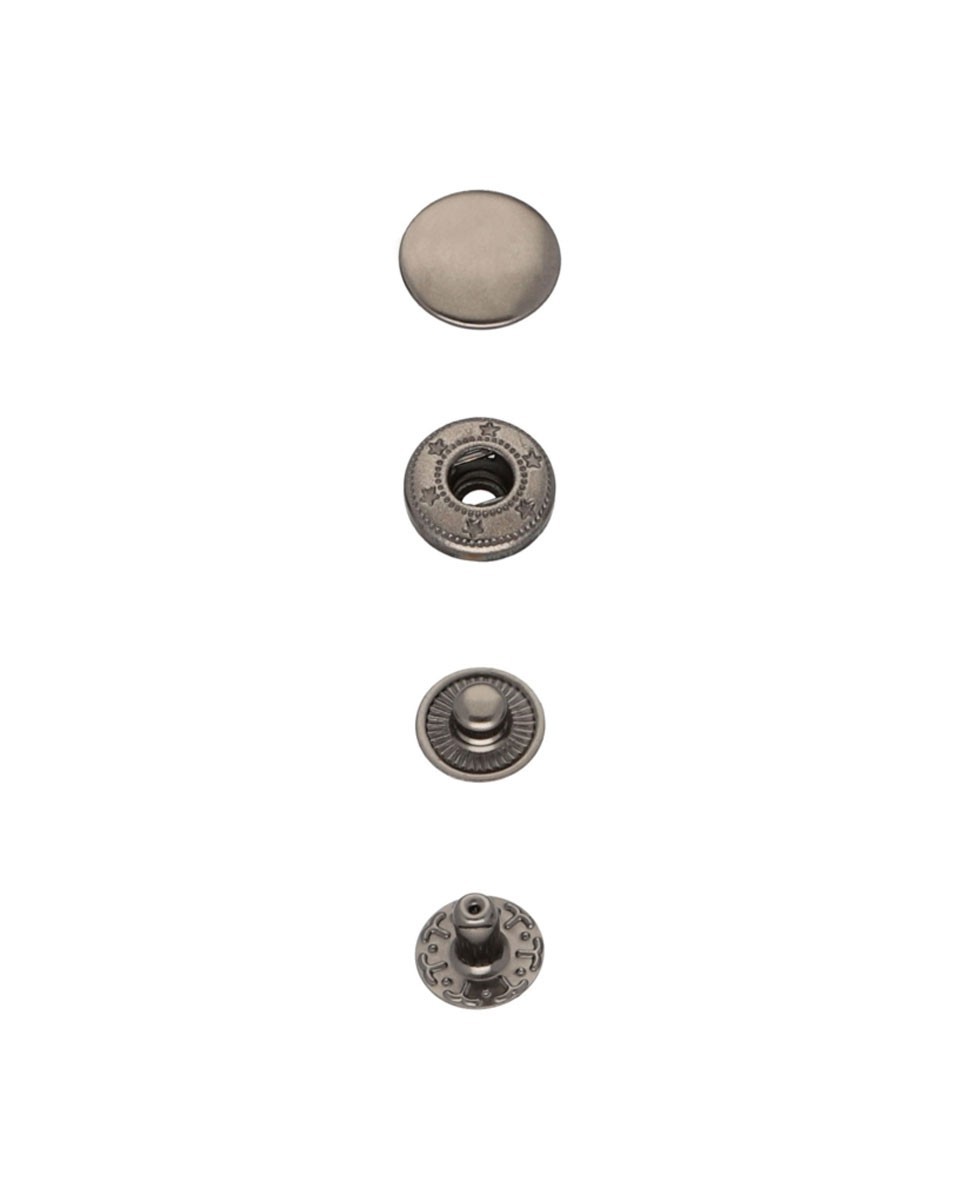 Stainless metal  snap fastener alfa 12.5 mm black nickel