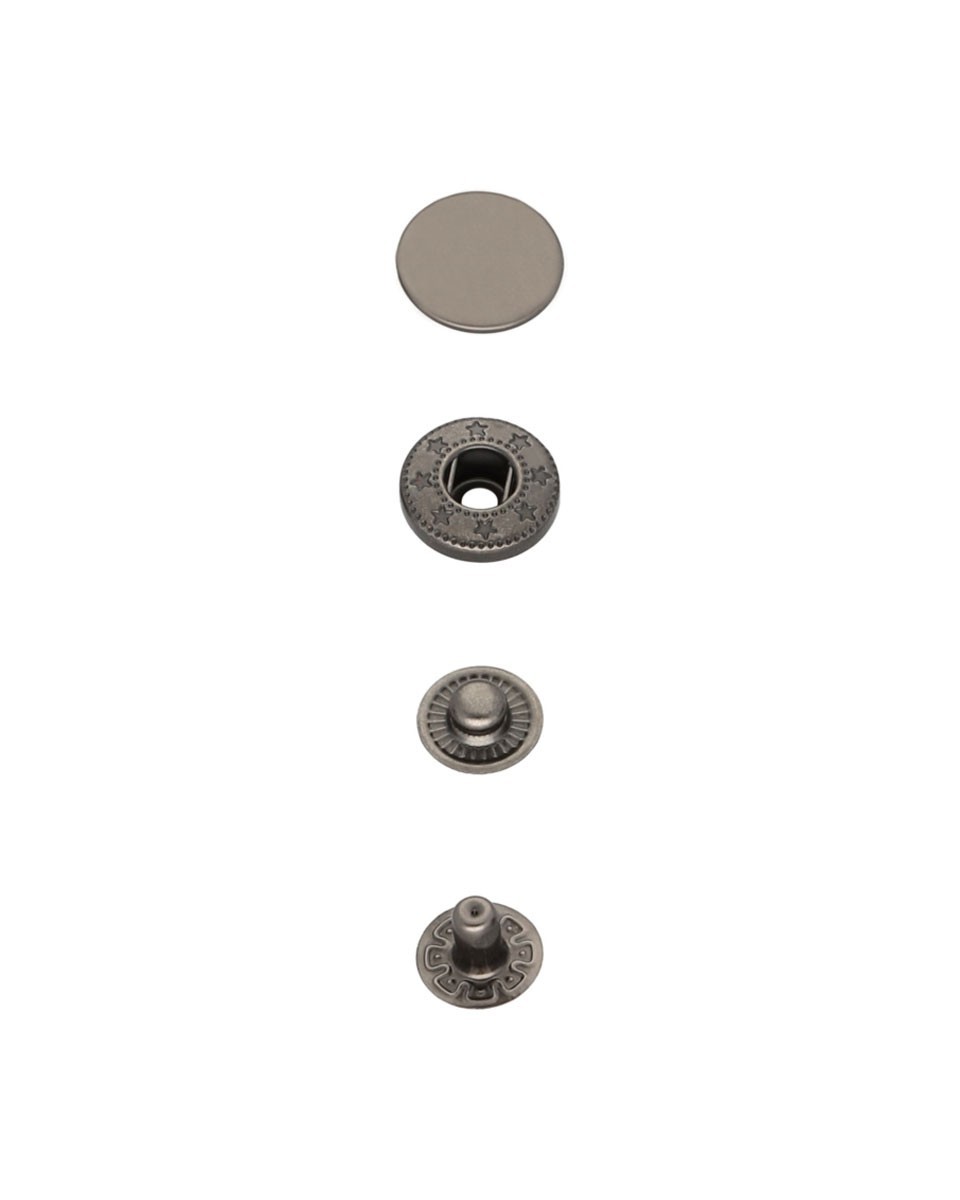 Metal snap fastener alfa 15 mm black nickel