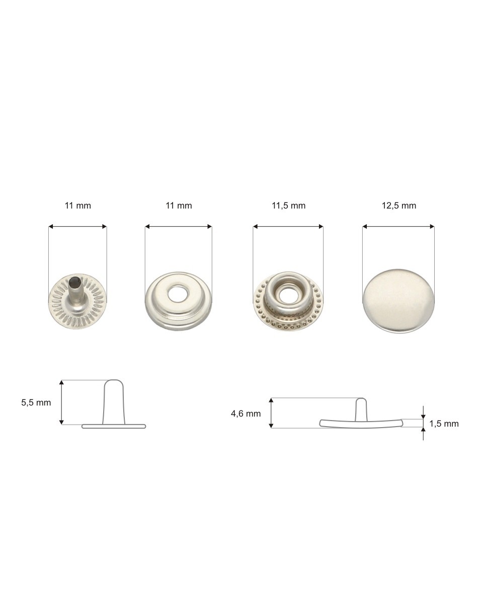 Napa metalowa 12,5 mm nikiel 200 szt.