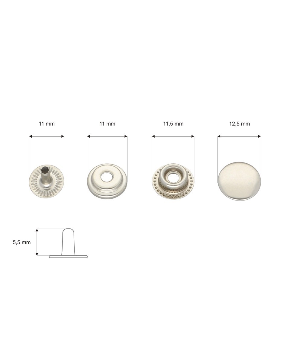 Kovová patentka 12,5 mm nikl 720  ks