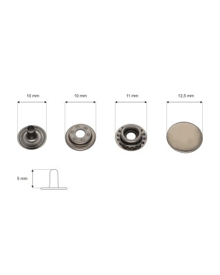Kovová patentka 12.5 mm černý nikl 200 ks