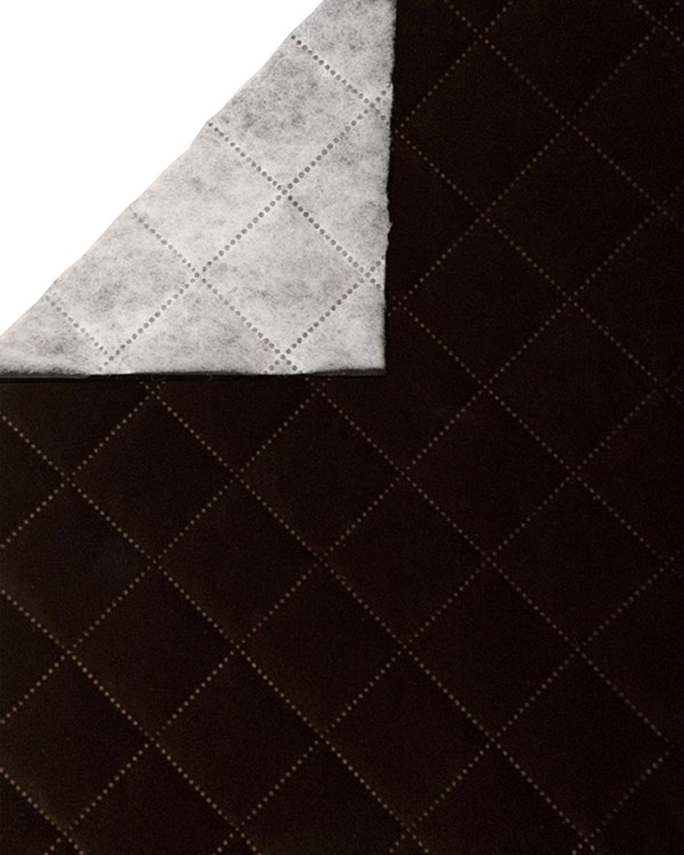 QUILTED   POLYESTER FABRIC FLOCK KARO 0,6 MM DARK BROWN 141 136 CM