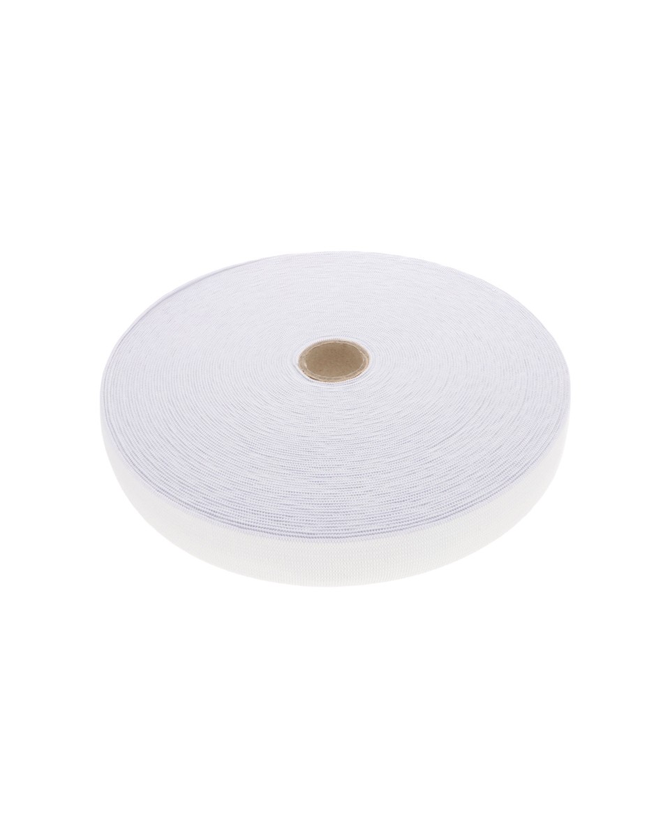 WOVEN ELASTIC TAPE 30  MM (501) WHITE  POLYESTER 25 MB