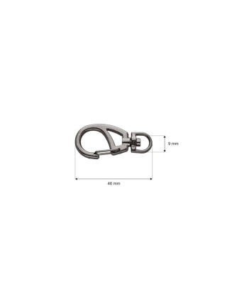 EXTRA SHINING METAL SNAP HOOK 9 MM MODEST BLACK  NICKEL 1 PCS