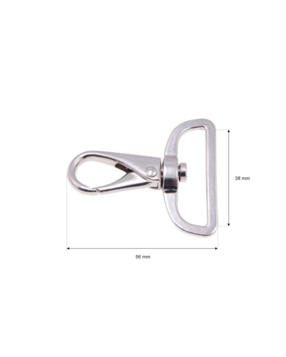 METAL SNAP HOOK 38 MM GUSTAW GLOSSY NICKEL 1   PCS