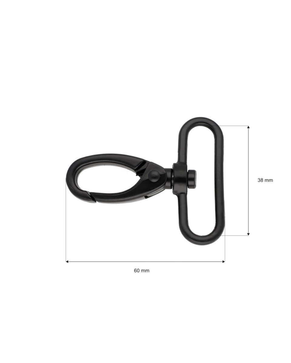 Karabińczyk metalowy 38 mm 0112 krab czarny mat
