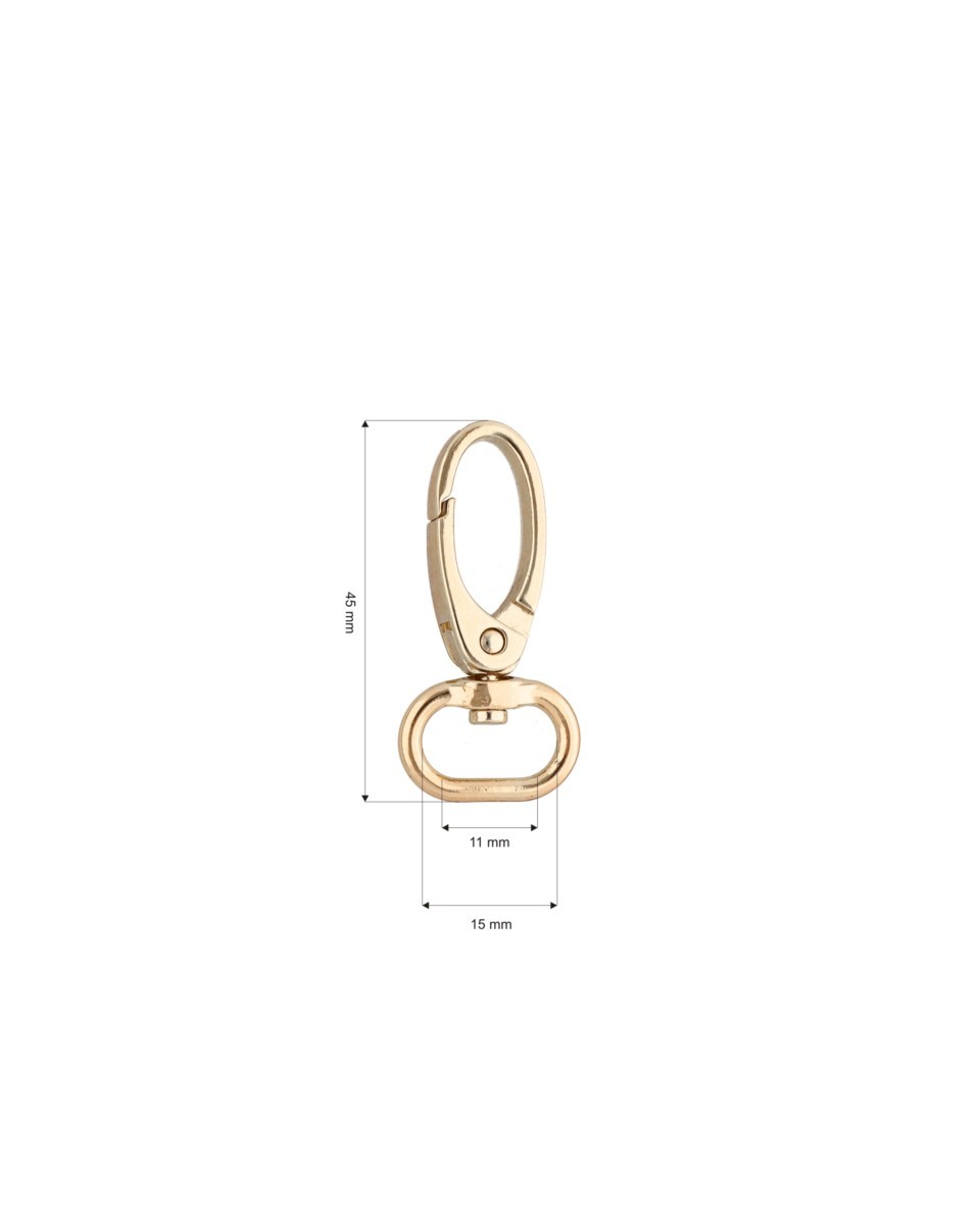 Karabińczyk metalowy 15 mm 0037 krab złoto połysk