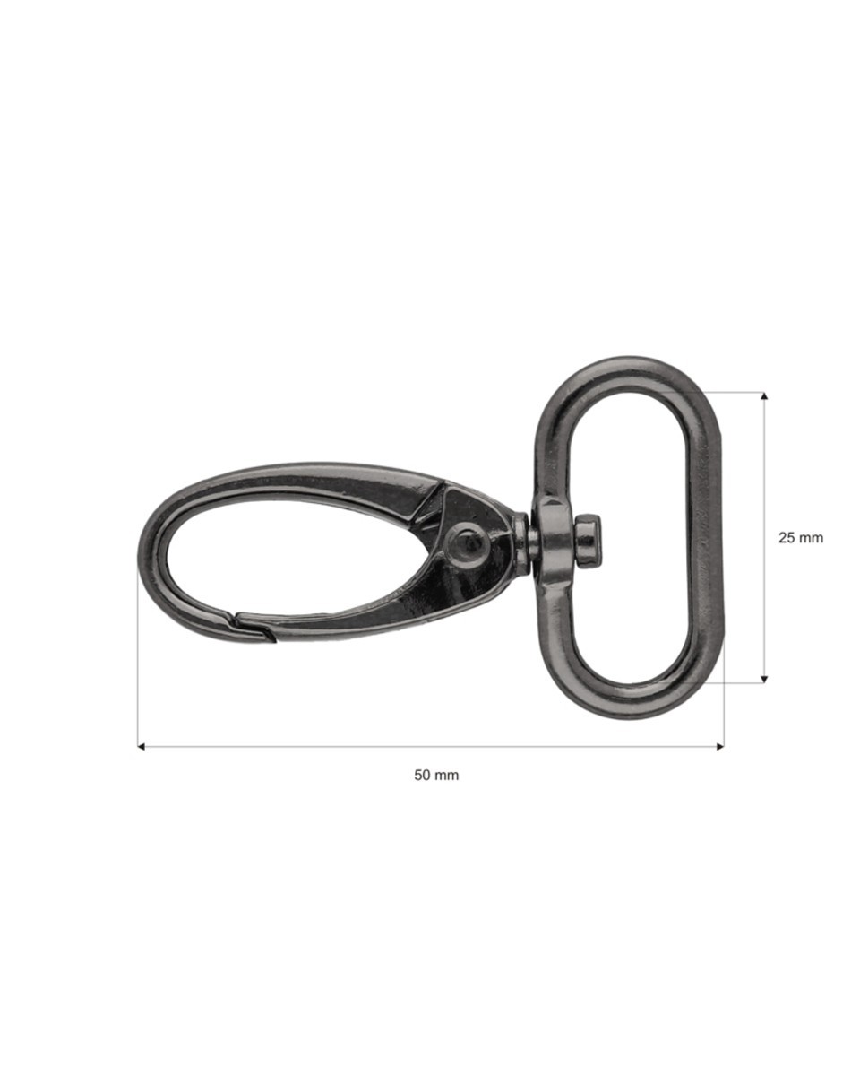 Karabińczyk metalowy 25 mm 0037 krab czarny nikiel