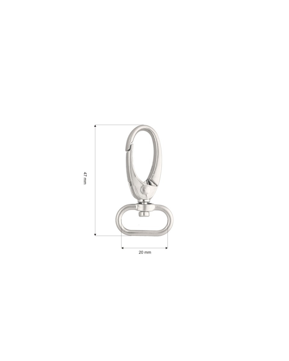 Karabińczyk metalowy 20 mm 0037 krab nikiel mat