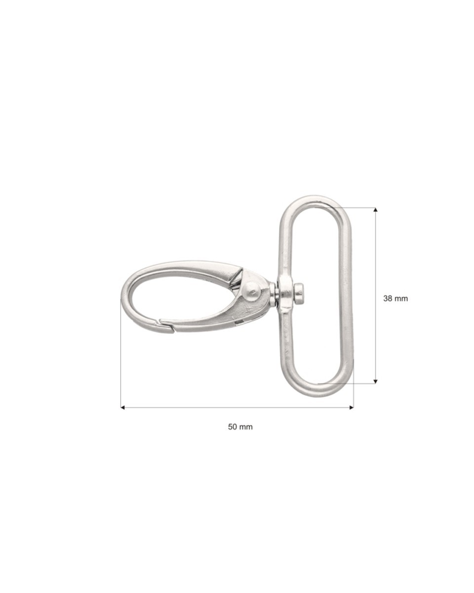 METAL SNAP HOOK&nbsp0037 38 MM NICKEL MATT 1 PCS