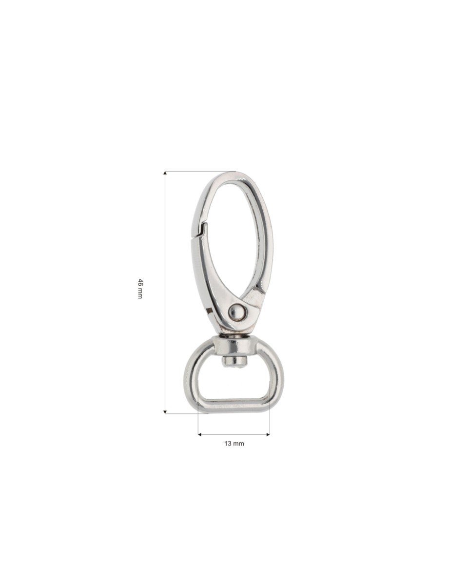 Karabińczyk metalowy 13 mm 0037 krab nikiel połysk
