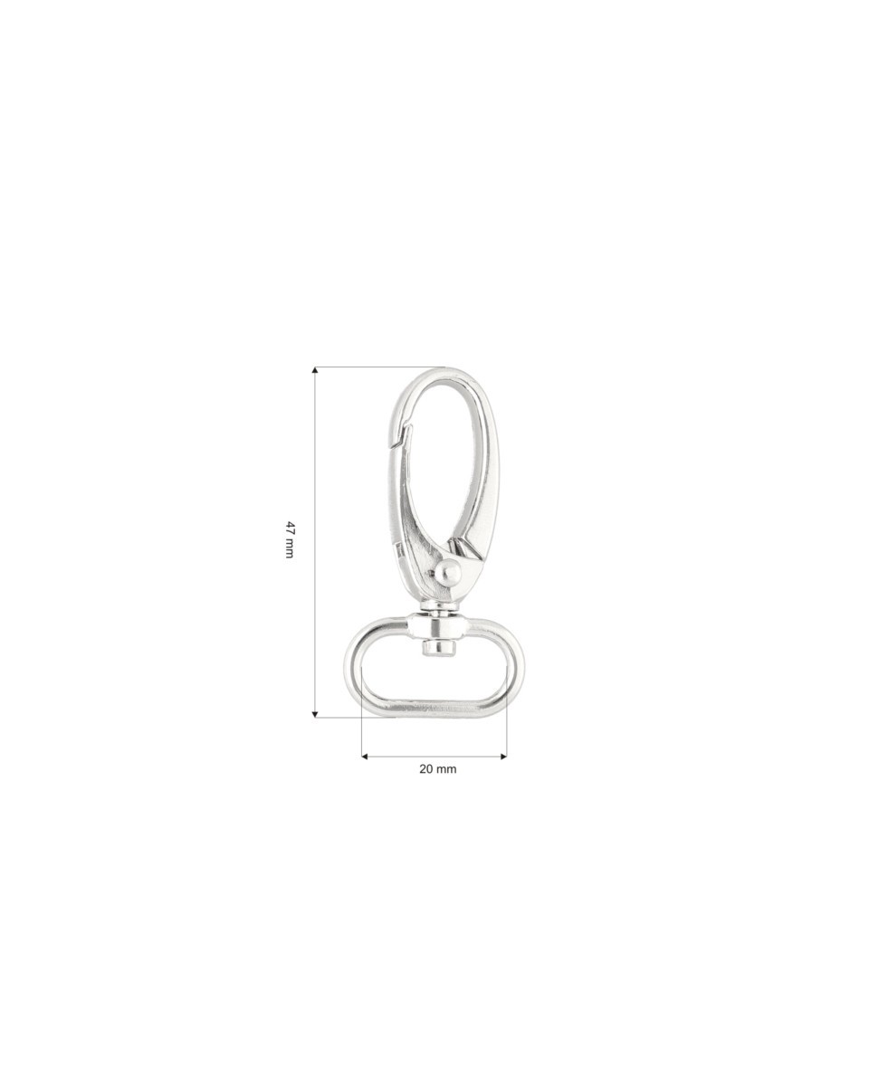 METAL SNAP HOOK 20 MM 0037 GLOSSY NICKEL 1 PCS