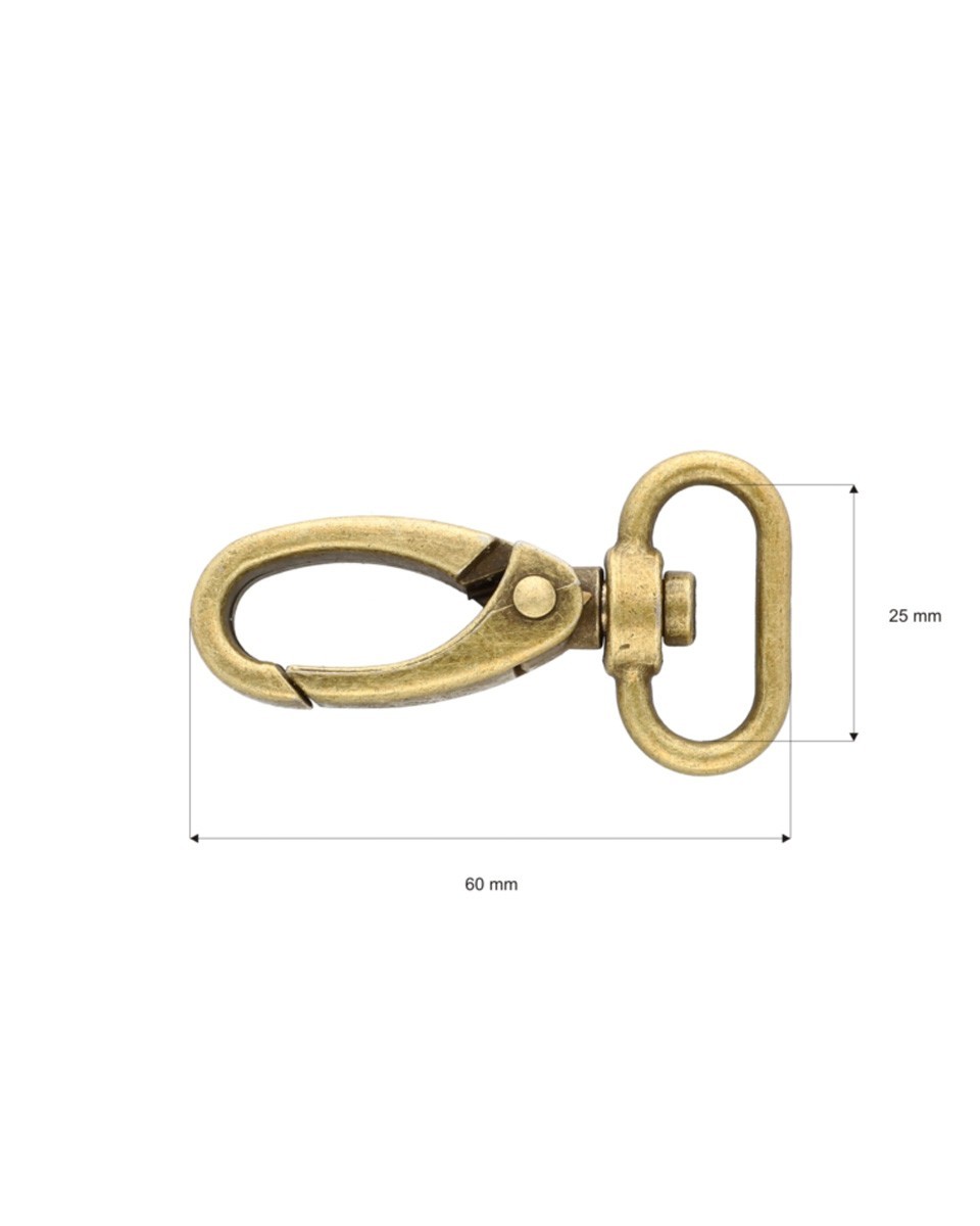 METAL SNAP HOOK 0325-0152 25 MM OLD GOLD 1 PCS
